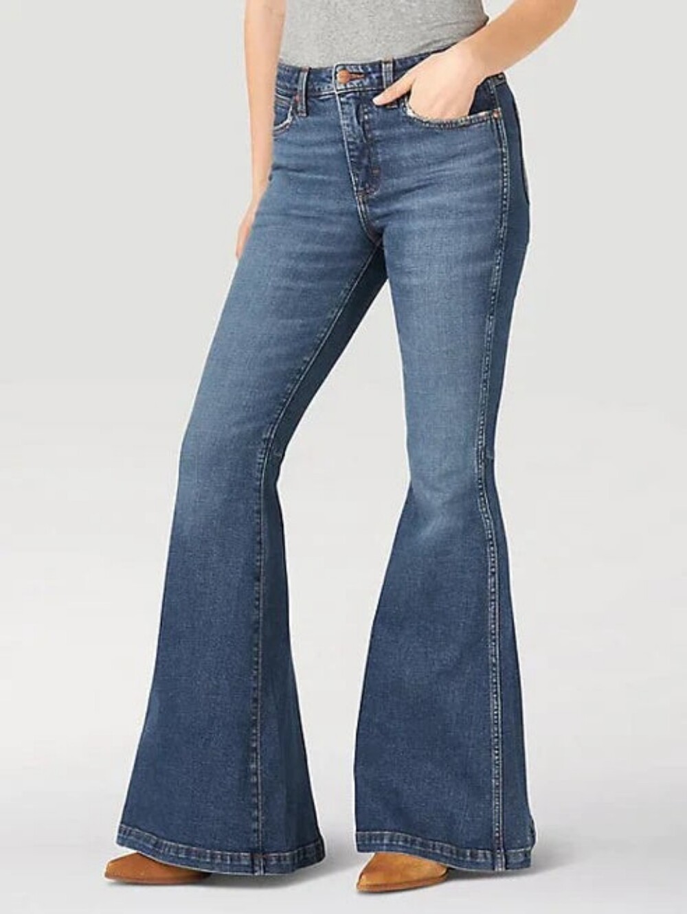 Wrangler Retro Medium Wash High Rise Flare Jeans 25x 32